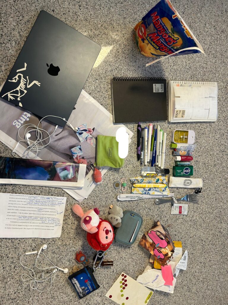 Guess my major .. unpictured : about 3 more lip products and some loose pills in an inner pocket i forgot to open while cleaning my bag