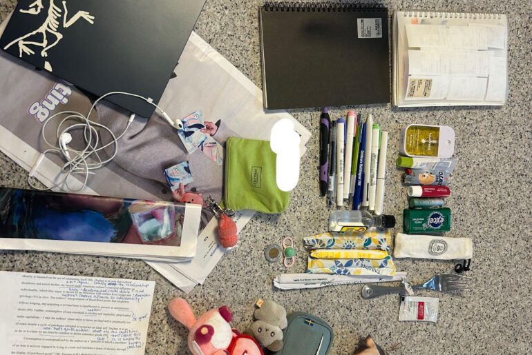 Guess my major .. unpictured : about 3 more lip products and some loose pills in an inner pocket i forgot to open while cleaning my bag