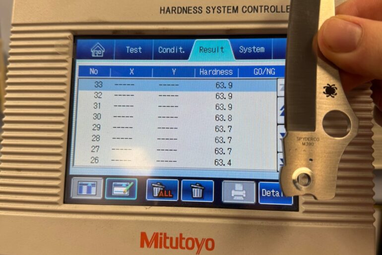 Rockwell Hardness Results. 3-16 and 3-17-2026. M390 at 64 HRC?