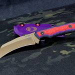 DOOM themed Lineman V1 knife in CPM 4V, custom G10 and Midnight Bronze cerakote