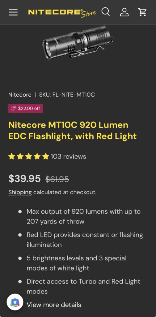 Any recommendations that match or better this flashlight?
