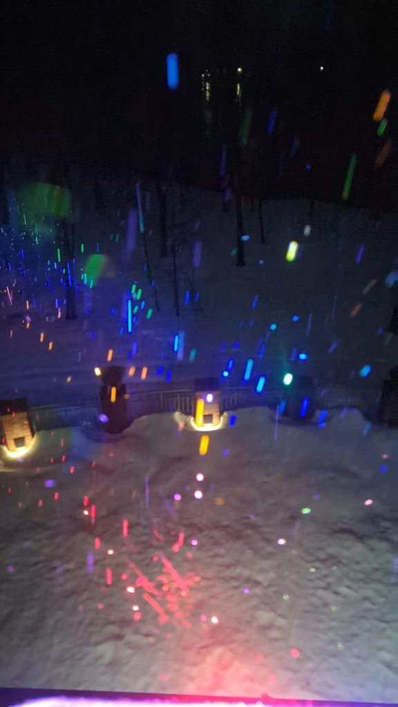 colored emitters in the rain