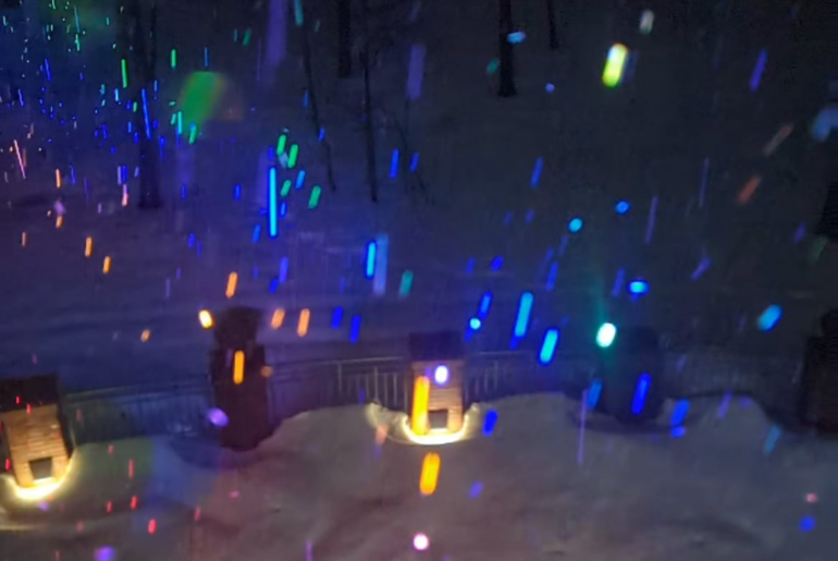 colored emitters in the rain