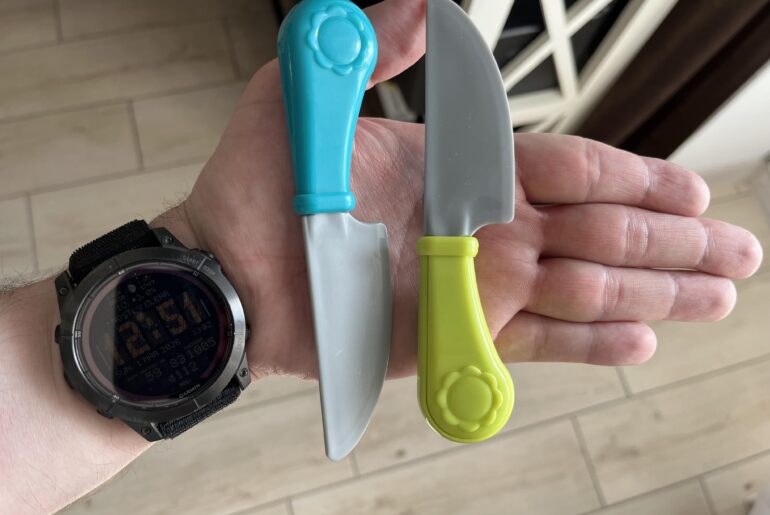 My 10 month old son first knives