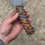 18 inch Machete made from 80crv2, Acidwashed finish, handles suretouch rubber infused G10 with Copper infused carbon fiber split🤙