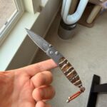 Knife I was given today. William Henry, Damascus with Woolly Mammoth Tooth Inlay and Citrine Gemstones