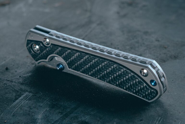 Chris Revee Large Sebenza 31 with carbon fiber inlay and titanium backspacer (BladeHQ Exclusive).
