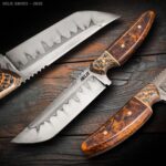 I made this knife. The handle is copper carbon fiber and ironwood burl.