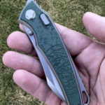 Blade Show NKD - Hawk Talon with zirblast finish and vintage emerald micarta scales