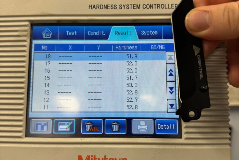 Ozark Trail Zephyr “Stainless” Hardness Results. 52.4 HRC