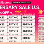 AliExpress Anniversary Sale | Biggest US Coupon Codes Sitewide (Stack 3 Deals: Code + PayPal + 12% Cashback)