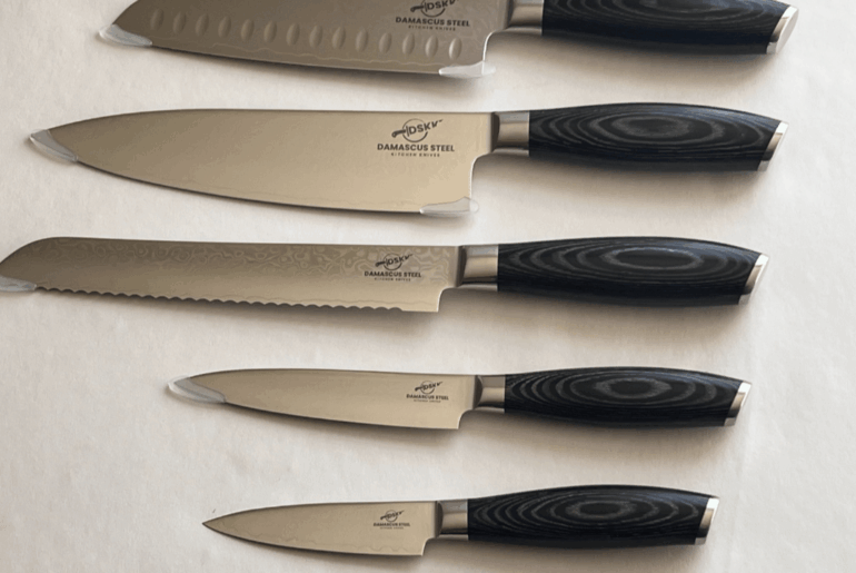 Finally upgraded my kitchen setup — went with a full Damascus lineup. Thoughts?