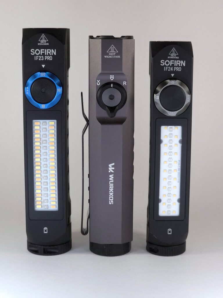Size comparison: Sofirn IF23 Pro, Wurkkos HD05, Sofirn IF23 Pro