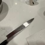Discoloration for sashimi carbon steel knife