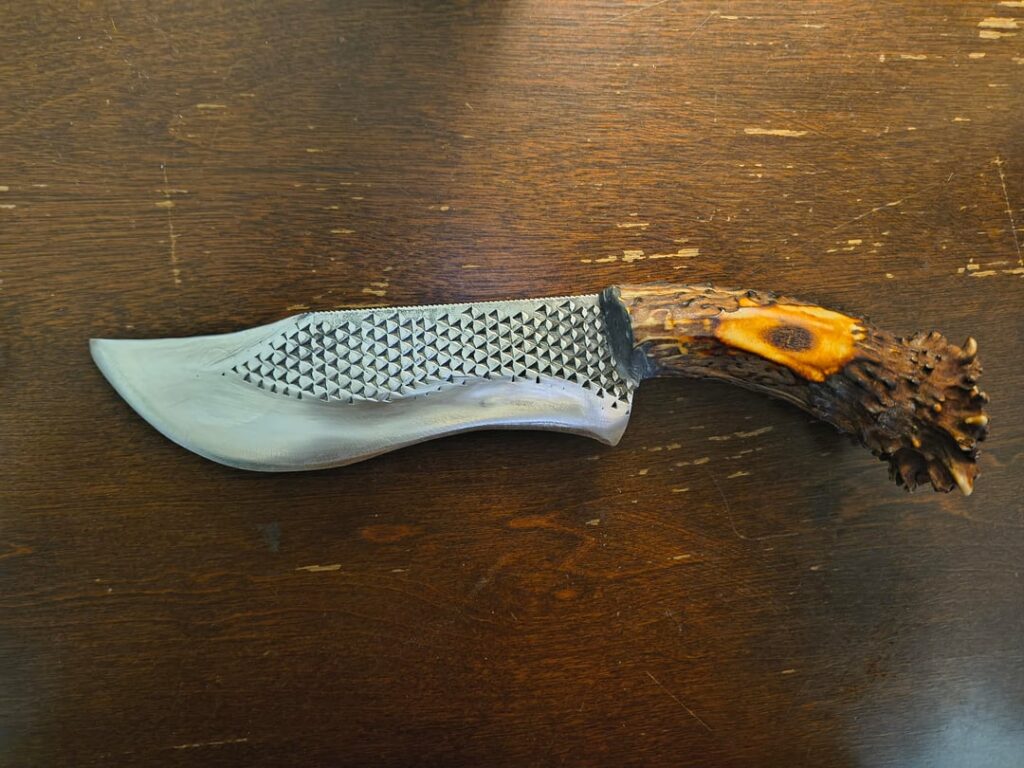 Farrier rasp knife 1095? Maybe that's what the Internet told me lol got so much hate for it and other knives I've made that I got shadow banned and had to make new reddit