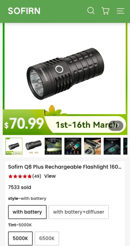 The Sofirn Q8 Plus is on Spring Sale, and I want one so badly.