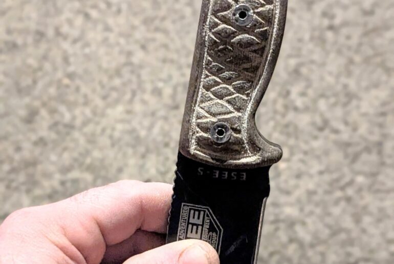 how to modify a 1lb beast of a full tang esse 5 knife into a more easily concealable and comfortable EDC