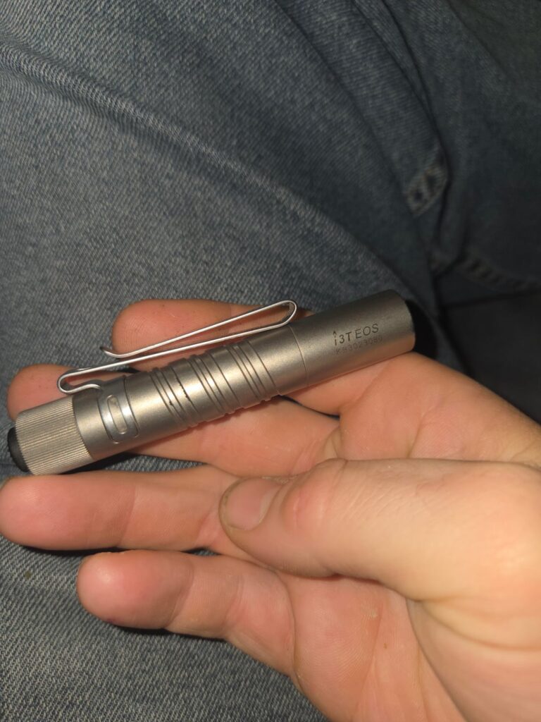My i3T EOS Titanium edition that I have carried with a 10440 for about a month now. This is my favorite flashlight to edc. Perfect small size and puts out a beautiful beam given how small it is.