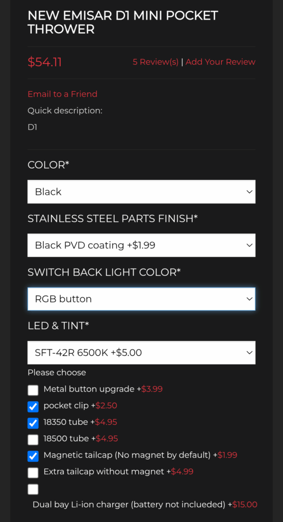 1st Hank Light. Will the pocket clip for Hank D1V2 fit on the 18350 tube? Also, any recommendation for emitter for 600m throw but still have over 2000+ lumens?