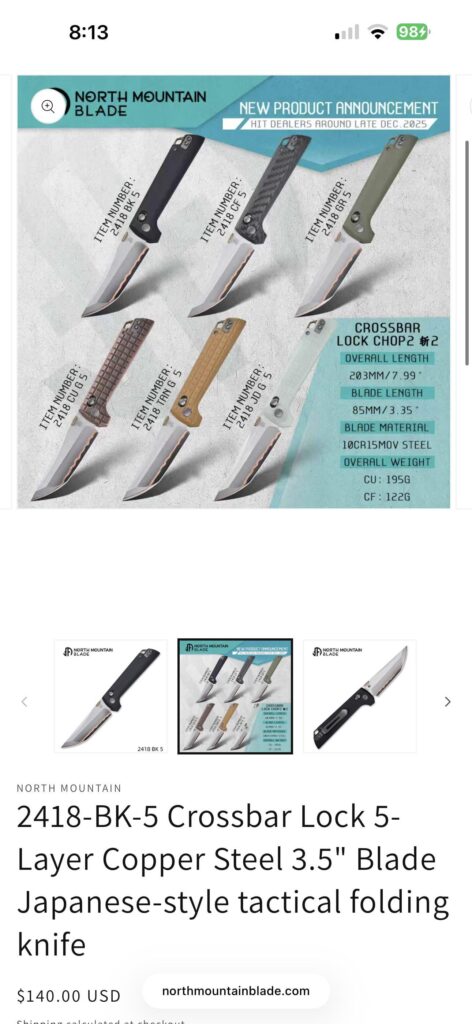 Anyone have one of these? Saw a video from Melissa backwoods putting this bad boy through some hell. Seemed super beefy and held up well. Just wanted to get some feedback from people who own the knife. North mountain blade chop crossbar