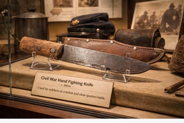 CSA Confederate fighting knife with original sheet