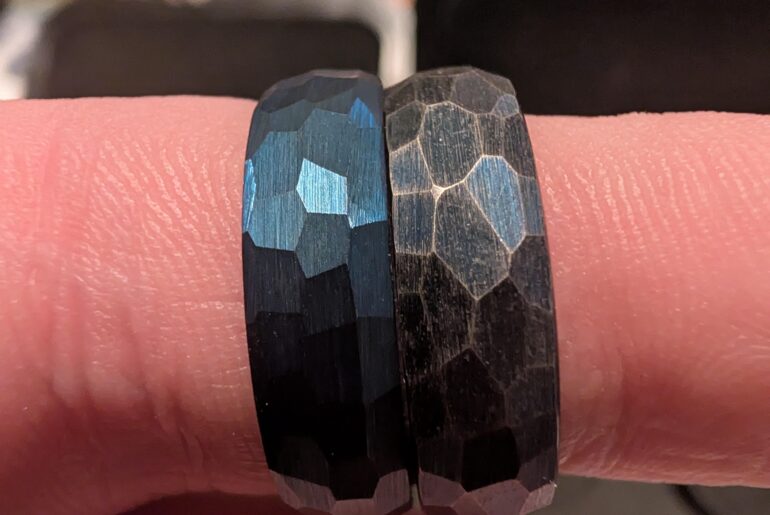 My wedding band after wearing it every day for a few years vs brand new