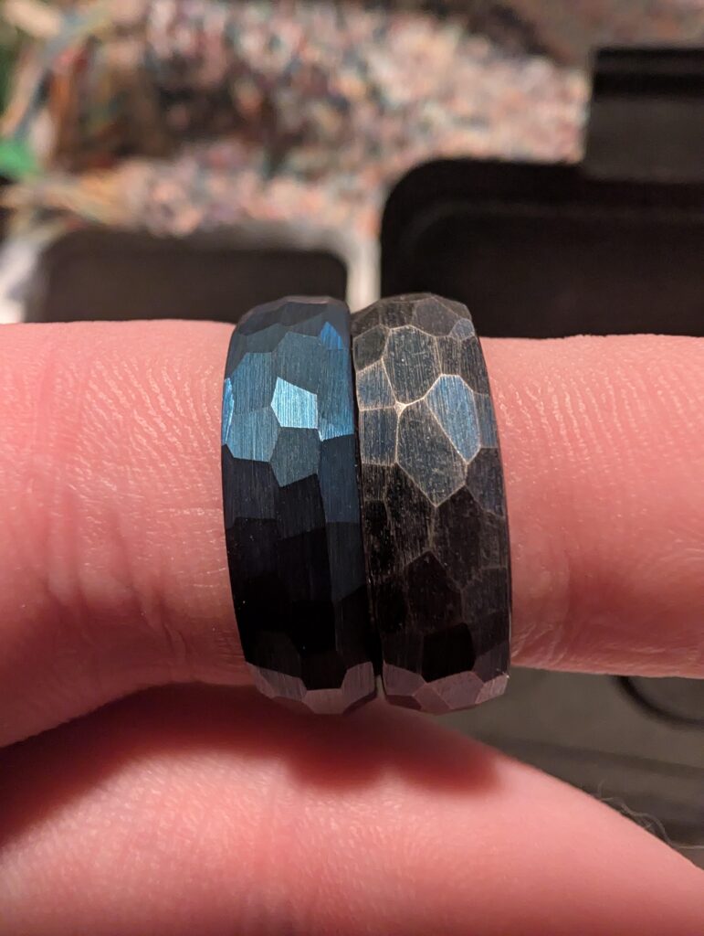 My wedding band after wearing it every day for a few years vs brand new