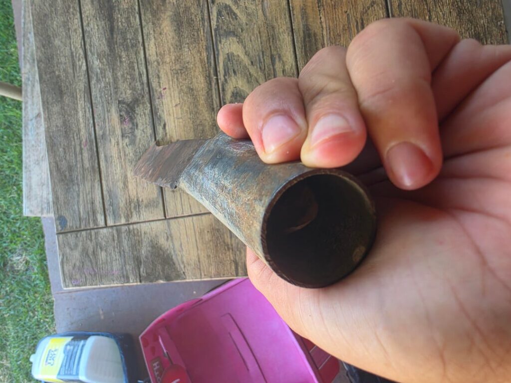 Removing welded handle from leaf spring machete