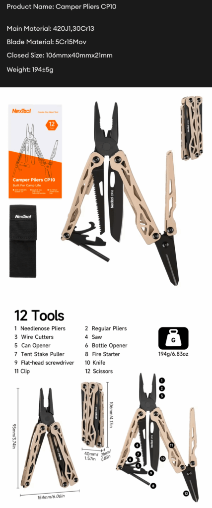 New camping-specific multitool from Nextool - CP-10