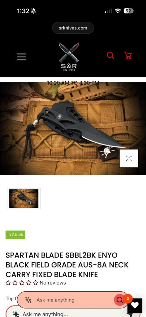 Spartan Blades Enyo, the AUS-8A has a locking mechanism on the sheath, the Magnacut does not? Is this true?