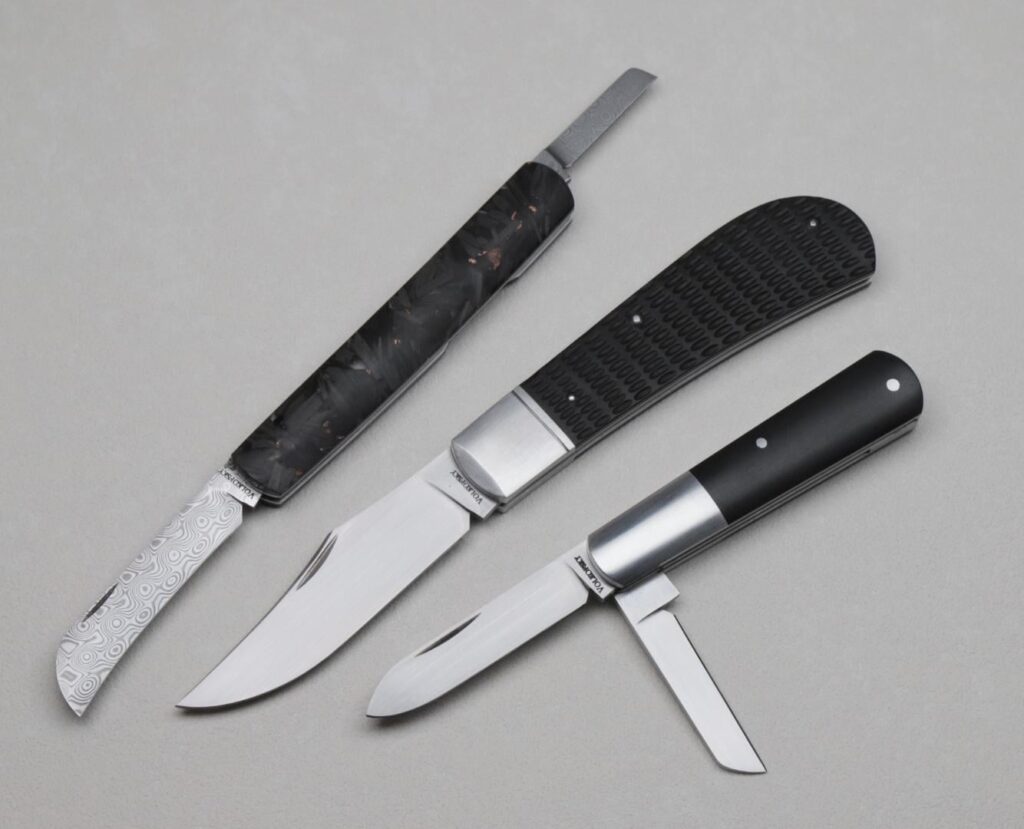 3 recent creations, including my first use of damasteel.