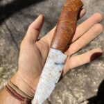 Stone knife I made with snake river agate and ironwood.
