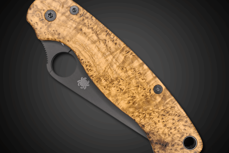 Stabilized ash wood burl wood on the Spyderco PM 2!