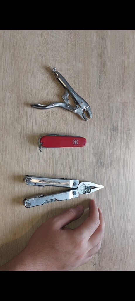 Which setup do you think is better: a Victorinox Super Tinker + Vise Grip or a Leatherman Rebar?