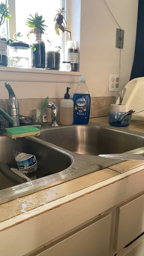 Husband wanted me to take a video after he cut a water bottle clean in half.