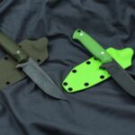 14C28N at 60HRC, G10/Micarta scales, G10 liners and pins, carbon tubes, kydex sheaths. How do you like em?