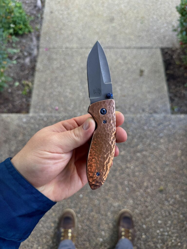 Today’s Blade: Tom Krein Alpha /// Hammered Copper /// Asymmetrical Dagger Grind #NKD