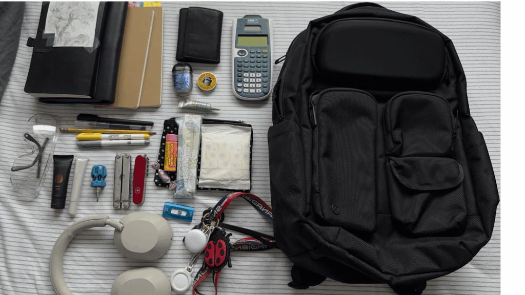 the everyday bag of an underprepared student