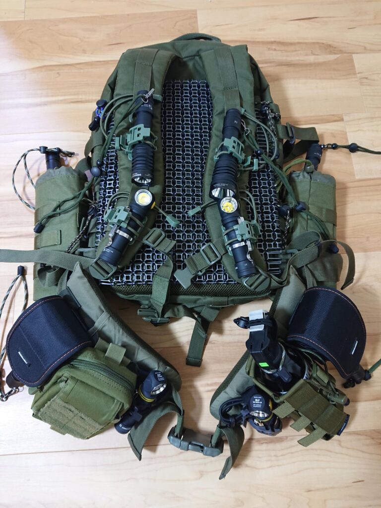 I attached a flashlight to my backpack. Season 2