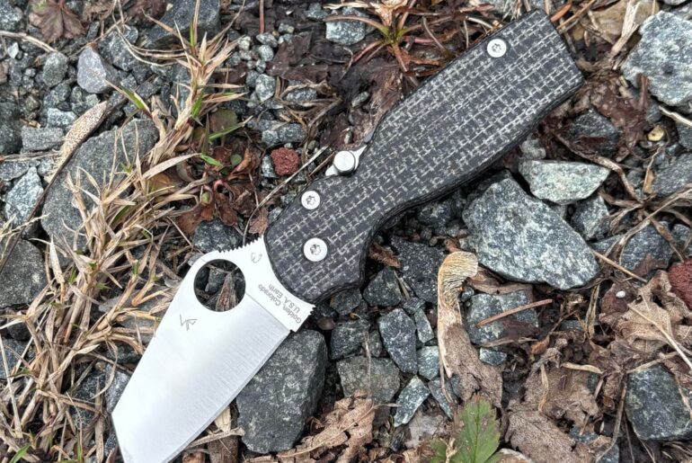 Chopped, button operated Spyderco PM2