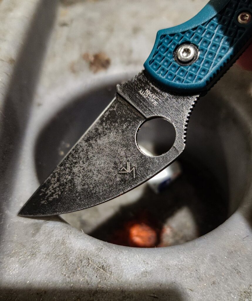 Lost my k390 DF in my house for nearly a year and when I found it it was covered in Rust spots (I live 10 minutes from the beach).. So I stone washed it.. Followed the directions for using vinegar as an etchant to a T but came out with the super weird results.. The K390