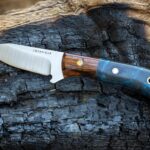 Local Builder - Blue-dyed Maple Burl with Desert Ironwood bolster, Mosaic pins, black g10 liner