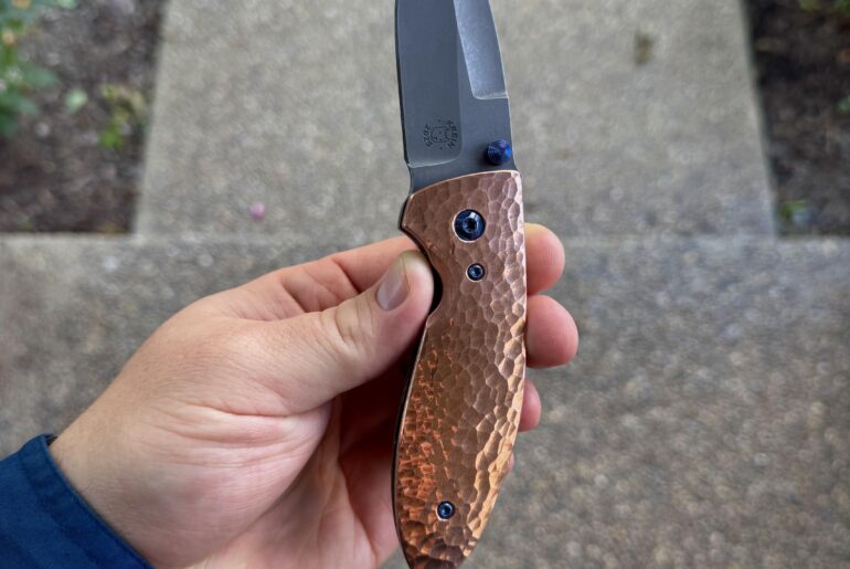 Today’s Blade: Tom Krein Alpha /// Hammered Copper /// Asymmetrical Dagger Grind #NKD