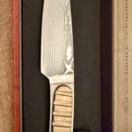 Maestro Wu Damascus Steel Drop Point Fixed Blade Knife with Copper Rifling Ring Inlay