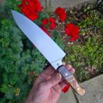 Couple finished up today, 7 inch AEB-L Chef knives with some segmented handles I made👍