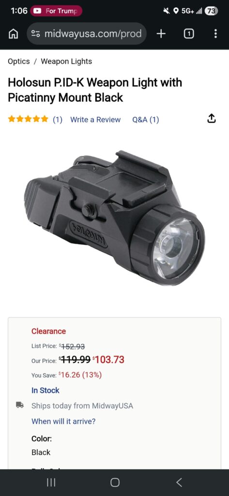 Holosun PID K $103.73 on clearance @ Midwayusa