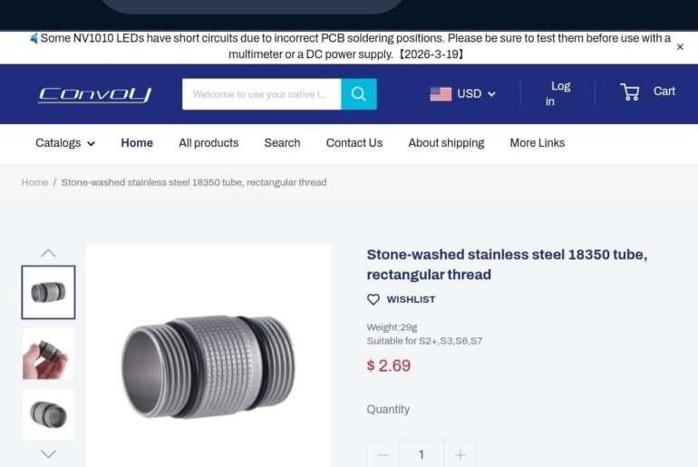 Stainless 18350 short tubes now avalible