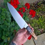 Couple finished up today, 7 inch AEB-L Chef knives with some segmented handles I made👍