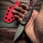 Little EDC i made. N690/red G10/carbon fiber. All in red/black Kydex sheath