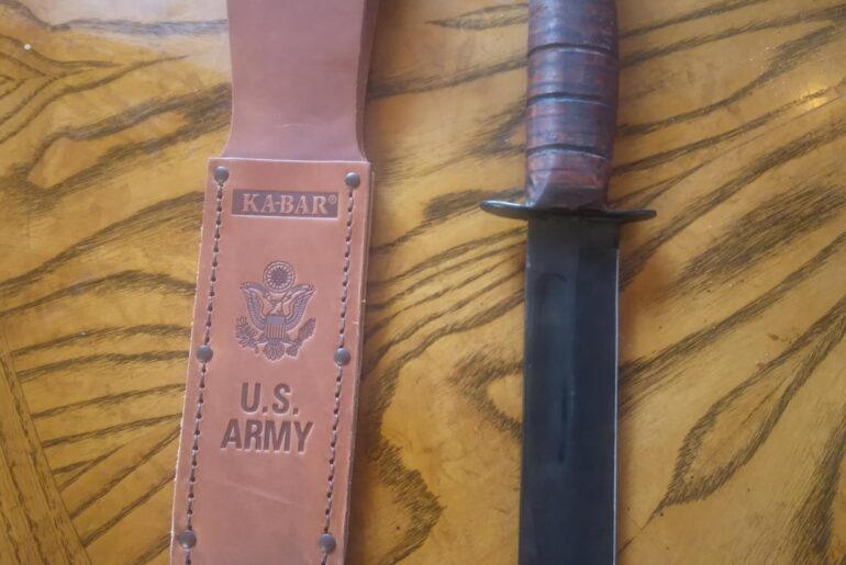 A friend of mine had an old "kbar" that he had inherited from his uncle who carried it in Viet Nam. Somehow between here and there all the guard was replaced, the old stacked leather handle likely dry rotted off and was replaced with cord and wire, and the blade was extremely rusted and stained. I l